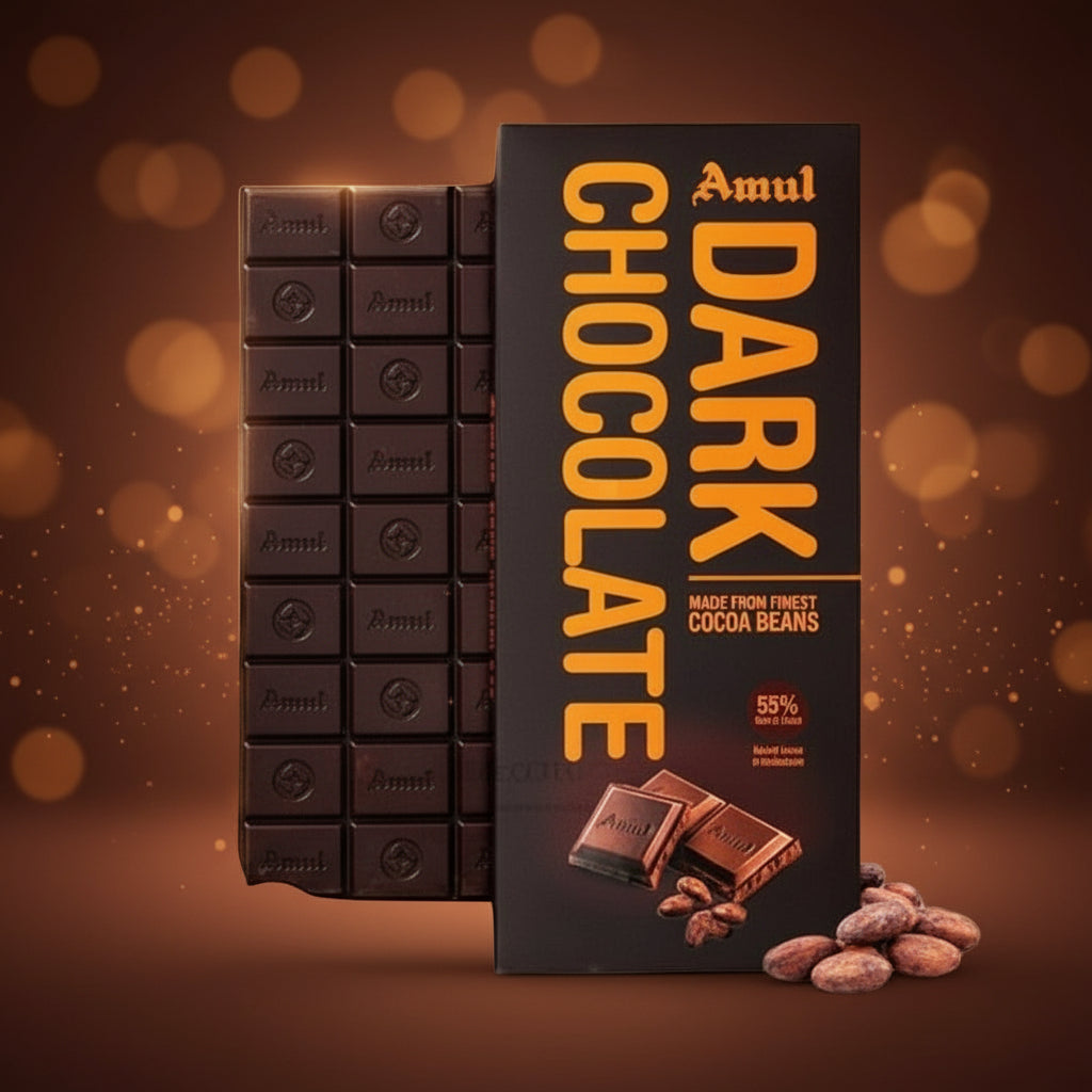 AMUL DARK CHOCOLATE CACOA BEANS 125 GM