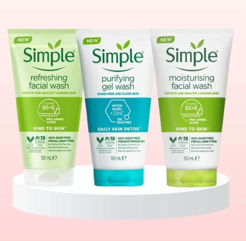 SIMPLE MOISTURISING FACE WASH ASSORTED 150ML