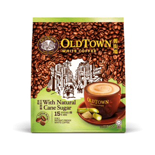 OLD TOWN WHITE COFFEE WITH NATURAL CANE SUGAR 15X36 GM
